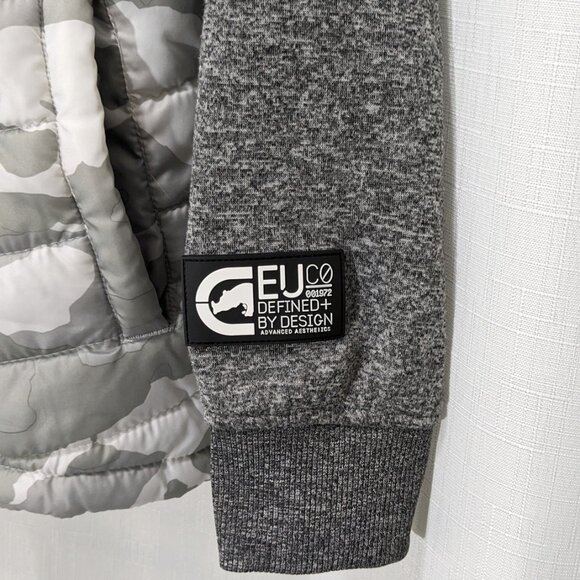 Ecko Unltd Men's Camo Quilted Zip-Up Hooded Jacket Size Small Gray - Picture 4 of 9